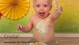  Presentation with first birthday - Presentation with colorful-images-shot-during background and a coral colored foreground