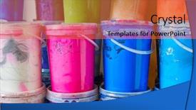  Presentation with printing industry - Colorful PPT theme enhanced with colorful ink paint bottles backdrop and a red colored foreground