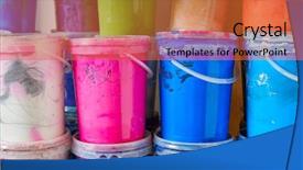  Presentation with paint industry - Presentation enhanced with colorful ink paint bottles background and a red colored foreground