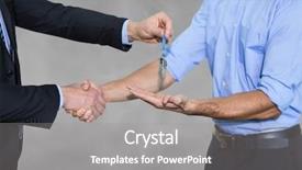  Presentation with shaking hands - PPT layouts enhanced with colorful introduction team - business man giving keys background and a gray colored foreground