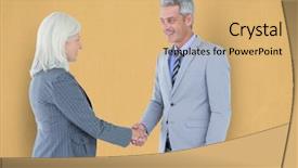  Presentation with shaking hands - Cool new PPT layouts with colorful introduction team - business people shaking hands backdrop and a coral colored foreground