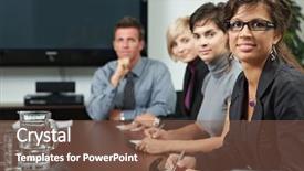  Presentation with team introduction - Slide deck consisting of colorful introduction team - business people sitting background and a tawny brown colored foreground