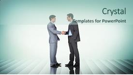  Presentation with shaking hands - Colorful presentation theme enhanced with colorful introduction team - businessmen shaking hands against blue backdrop and a soft green colored foreground