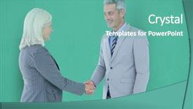  Presentation with team introduction - Slide deck enhanced with colorful introduction team - digital composite of business people background and a seafoam green colored foreground