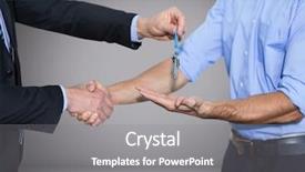  Presentation with team introduction - Cool new slide set with colorful introduction team - holding key in front backdrop and a gray colored foreground