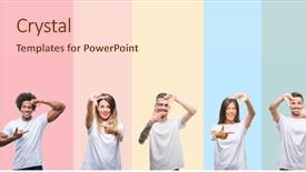  Presentation with colorful hands - Presentation theme consisting of colorful isolated background smiling making background and a cream colored foreground