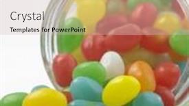  Presentation with jelly bean - Presentation design having colorful-jelly-bean-pour background and a soft green colored foreground