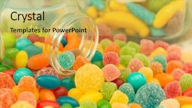  Presentation with jelly bean - Amazing PPT theme having colorful jelly beans of different backdrop and a yellow colored foreground