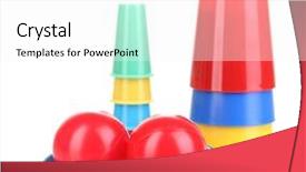  Presentation with magician - Presentation theme featuring colorful juggle balls - magician set isolated white background and a  colored foreground