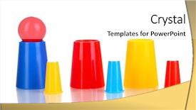  Presentation with set of sauces in white - PPT theme consisting of colorful juggle balls - magician set isolated white background and a  colored foreground