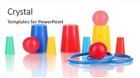  Presentation with set of sauces in white - Presentation having colorful juggle balls - magician set isolated white background and a  colored foreground