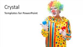  Presentation with clown - PPT layouts having colorful juggle balls - male clown isolated on white background and a white colored foreground