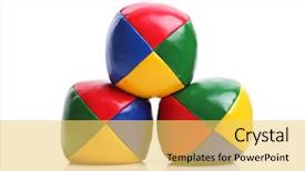  Presentation with ball bearing on a white - Presentation theme featuring colorful juggle balls isolated background and a yellow colored foreground