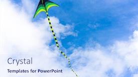  Presentation with kite - Presentation design having colorful-kite-flying-through-air background and a sky blue colored foreground