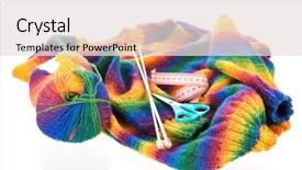  Presentation with needles - Audience pleasing PPT theme consisting of colorful knitted jumper with needles backdrop and a lemonade colored foreground