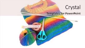  Presentation with needles - Slide set consisting of colorful knitted jumper with needles background and a lemonade colored foreground