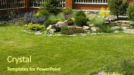  Presentation with green botanical - Colorful presentation theme enhanced with colorful landscaped formal garden backdrop and a tawny brown colored foreground