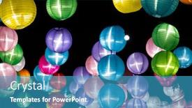 Presentation with lantern chinese - Slide set with colorful-lantern-hanging-up background and a teal colored foreground