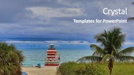  Presentation with miami beach - Presentation theme having colorful light guard station sits background and a mint green colored foreground