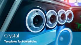  Presentation with speakers - Audience pleasing slides consisting of colorful-lights-of-stereo backdrop and a teal colored foreground