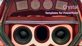  Presentation with speakers - Slides having colorful-lights-of-stereo background and a tawny brown colored foreground