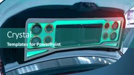  Presentation with speakers - Amazing PPT layouts having colorful-lights-of-stereo backdrop and a ocean colored foreground