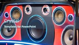  Presentation with speakers - Amazing theme having colorful-lights-of-stereo backdrop and a  colored foreground