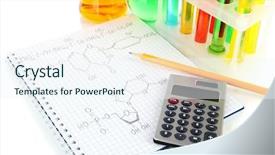  Presentation with chemistry formula - Slide set featuring colorful liquids and formula background and a sky blue colored foreground