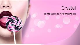  Presentation with tongue - Theme enhanced with colorful lollipop candy on pink background and a lavender colored foreground