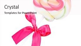  Presentation with lollipop - Presentation design featuring colorful lollipop with bow isolated on white background and a sky blue colored foreground