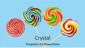  Presentation with circle - PPT theme featuring colorful lollipops isolated on blue background and a light blue colored foreground