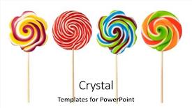  Presentation with bright colorful candy isolated - Cool new slides with colorful lollipops isolated on white backdrop and a cream colored foreground