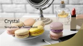  Presentation with accessories - Beautiful theme featuring colorful-macaroons-and-beauty-accessories backdrop and a lemonade colored foreground