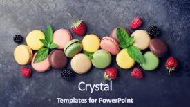  Presentation with blackberry - PPT theme consisting of colorful macaroons and berries background and a tawny brown colored foreground