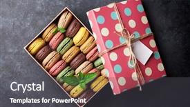  Presentation with gift - Presentation theme having colorful macaroons in a gift background and a dark gray colored foreground