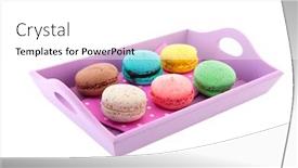  Presentation with colorful - Colorful presentation design enhanced with colorful-macaroons-on-french-tray backdrop and a white colored foreground