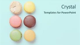  Presentation with sweet - PPT theme featuring colorful macaroons sweet macarons top background and a cool aqua colored foreground