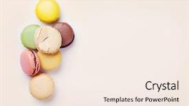  Presentation with sweet - Colorful slides enhanced with colorful macaroons sweet macarons top backdrop and a sky blue colored foreground