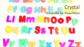  Presentation with magnetic - Cool new slide deck with colorful magnetic letters isolated backdrop and a cream colored foreground