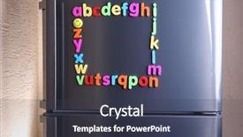  Presentation with refrigerator - Slide set featuring colorful magnetic letters on refrigerator background and a tawny brown colored foreground