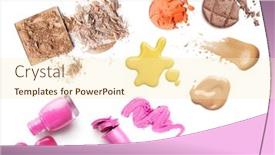  Presentation with sample - Beautiful PPT theme featuring colorful-make-up-products-color backdrop and a cream colored foreground