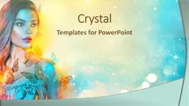  Presentation with girl model - Presentation enhanced with colorful make up with golden background and a cream colored foreground