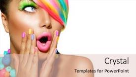  Presentation with nail salon - Beautiful presentation featuring colorful makeup hair nail backdrop and a lemonade colored foreground