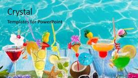  Presentation with turquoise beach - Presentation theme having colorful many tropical cocktails background and a cyan colored foreground