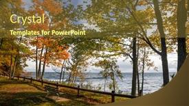  Presentation with maple - Presentation design featuring colorful-maple-trees-along-lake background and a tawny brown colored foreground