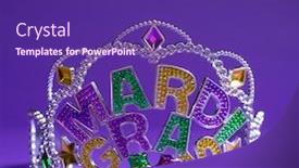  Presentation with colorful mardi gras - Cool new theme with colorful-mardi-gras-crown-decoration backdrop and a violet colored foreground