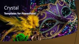  Presentation with colorful mardi gras - Beautiful slides featuring colorful-mardi-gras-mask backdrop and a wine colored foreground