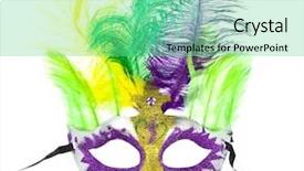  Presentation with mardi gras - PPT layouts with colorful mardi gras mask background and a seafoam green colored foreground