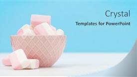  Presentation with bowl - Presentation design featuring colorful-marshmallow-in-bowl-over background and a arctic colored foreground