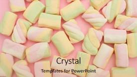  Presentation with pink - Slide deck with colorful marshmallows placing on pink background and a  colored foreground